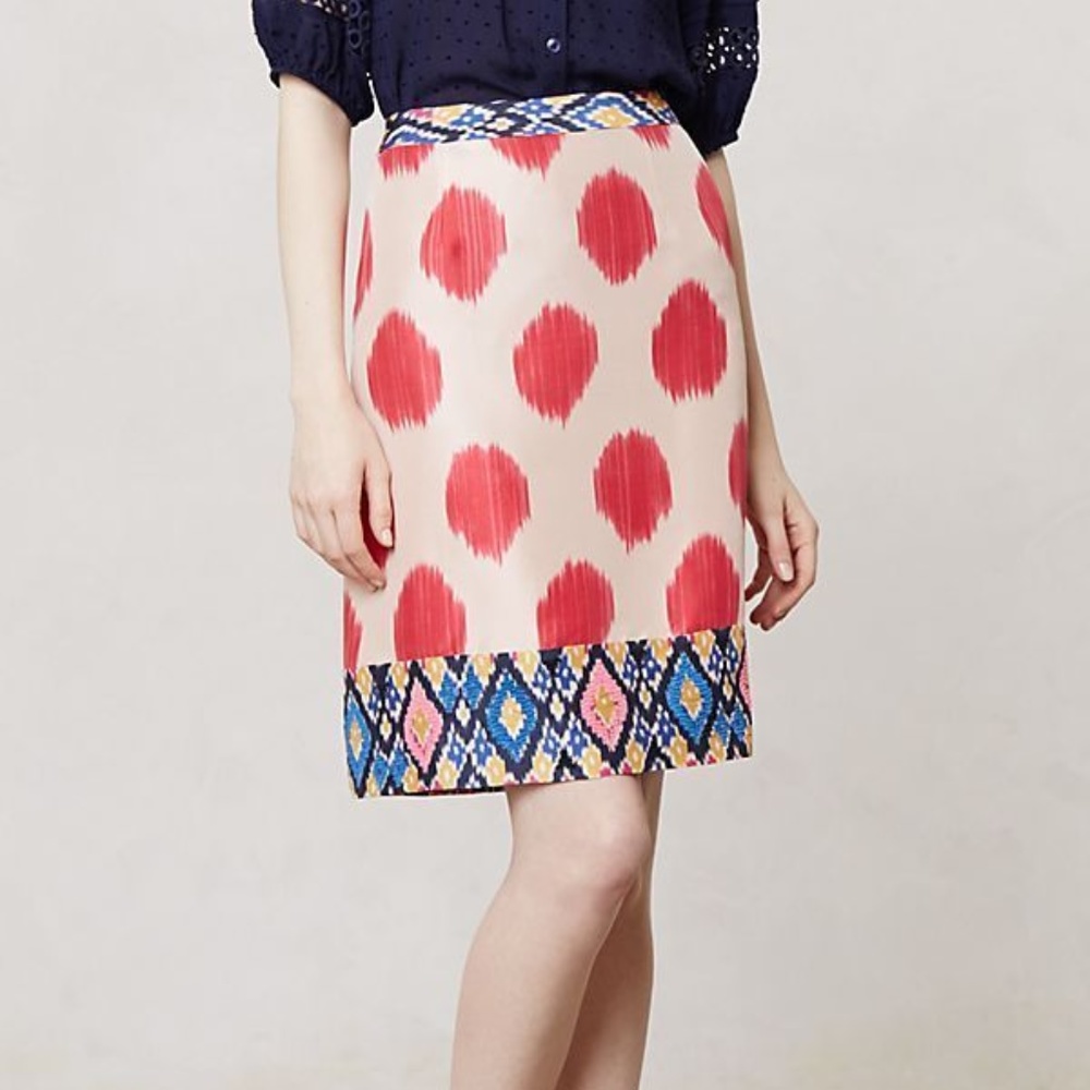 Anthropologie Maeve Watercolor Ikat Silk Skirt